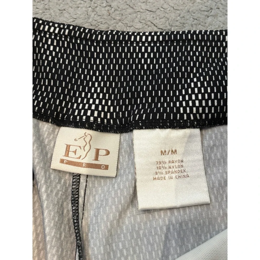 EP Pro Golf Shorts Womens Medium Black White Geometric Stretch Pull On Bermuda